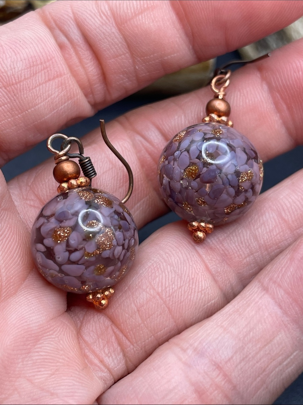 Venetian glass ball pierced earrings vintage - Picture 6 of 7